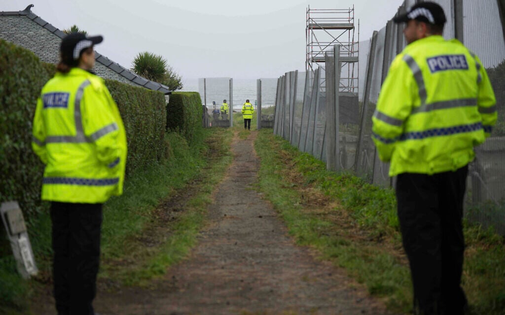 Police on guard duty at the Trump Turnberry golf course in Turnberry, Scotland, July 25, 2025, ahead of US President Donald Trump’s visit to Scotland. (AP Photo/Alastair Grant)