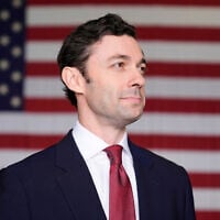 Sen. Jon Ossoff poses for a portrait during an event at Dobbins Air Reserve Base, April 26, 2025, in Marietta, Georgia. (AP Photo/Brynn Anderson)