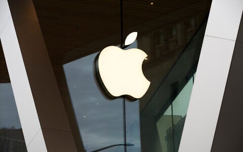 Illustrative: An Apple logo adorns the facade of the downtown Brooklyn Apple store on March 14, 2020, in New York. (AP Photo/Kathy Willens)