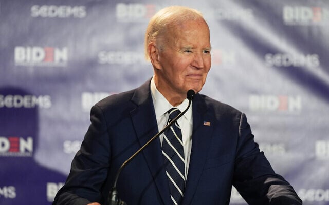 Former US President Joe Biden speaks to the South Carolina Democratic Party on February 27, 2026, in Columbia, S.C. (AP Photo/Matt Kelley)