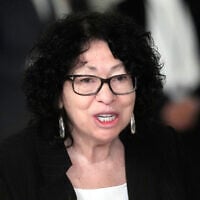 US Supreme Court Justice Sonia Sotomayor speaks during a service for retired Supreme Court Justice Sandra Day O’Connor in the Great Hall at the Supreme Court in Washington, December 18, 2023. (AP/Jacquelyn Martin, Pool)
