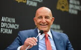US Ambassador to Turkey and Special Envoy to Syria Tom Barrack speaks in a panel during the Antalya Diplomacy Forum, in Antalya, southern Turkey, April 17, 2026. (AP Photo/Riza Ozel)