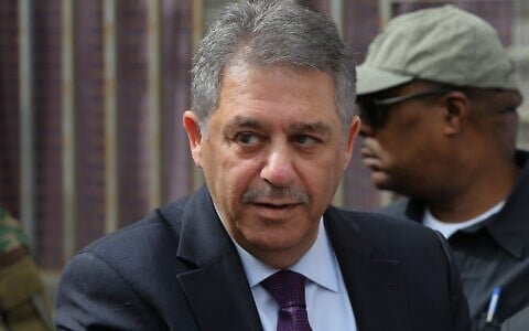 Former Palestinian ambassador to Lebanon Ashraf Dabbour looks on during his visit to the Palestinian refugee camp of Nahr el-Bared near the northern city of Tripoli, Lebanon, March 25, 2016. (AP/Hussein Malla/File)