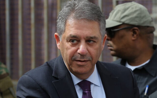 Former Palestinian ambassador to Lebanon Ashraf Dabbour looks on during his visit to the Palestinian refugee camp of Nahr el-Bared near the northern city of Tripoli, Lebanon, March 25, 2016. (AP/Hussein Malla/File)