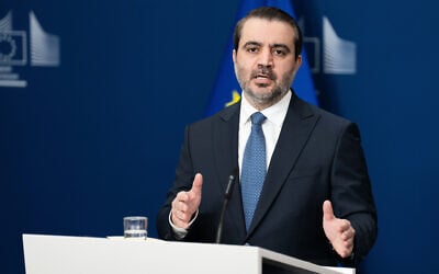 Syrian Minister of Foreign Affairs Asaad Hassan Al-Shaibani addresses a media conference following the meeting of the Syria Partnership Coordination Forum in Brussels, May 11, 2026. (AP Photo/Marius Brugelman) Syrian Minister of Foreign Affairs Asaad Hassan Al-Shaibani addresses a media conference following the meeting of the Syria Partnership Coordination Forum in Brussels, May 11, 2026. (AP Photo/Marius Brugelman)