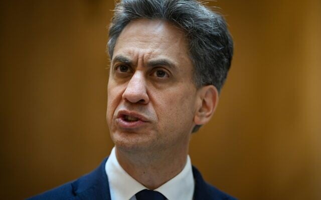 Britain’s Foreign Secretary Ed Miliband speaks during a press conference with Spain’s Foreign Minister Jose Manuel Albares at the Palacio de Viana in Madrid, Spain, July 29, 2026. (Leon Neal/Pool Photo via AP) Britain’s Foreign Secretary Ed Miliband speaks during a press conference with Spain’s Foreign Minister Jose Manuel Albares at the Palacio de Viana in Madrid, Spain, July 29, 2026. (Leon Neal/Pool Photo via AP)