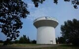 A water tower is seen July 30, 2026, in Plymouth, Minnesota. (AP Photo/Ellen Schmidt)