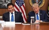 US Secretary of State Marco Rubio, left, and President Donald Trump attend a cabinet meeting, July 31, 2026, at Camp David, the presidential retreat, near Thurmont, Maryland, July 31, 2026. (AP Photo/Jacquelyn Martin)