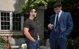 Abdul El-Sayed, a progressive candidate in the Democratic primary for US Senate in Michigan, talks poolside with streamer Hasan Piker at a party for content creators supporting his campaign, August 3, 2026, in Detroit. (AP Photo/Julia Demaree Nikhinson)