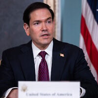 US Secretary of State Marco Rubio speaks alongside Paraguay’s Vice President Pedro Alliana (not pictured), in the Treaty Room at the US State Department, August 4, 2026, in Washington. (AP Photo/Tierney L. Cross)