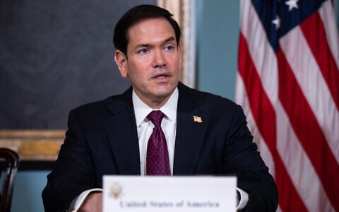 US Secretary of State Marco Rubio speaks alongside Paraguay’s Vice President Pedro Alliana (not pictured), in the Treaty Room at the US State Department, August 4, 2026, in Washington. (AP Photo/Tierney L. Cross)
