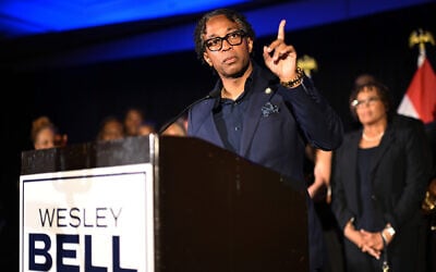 US Rep. Wesley Bell, D-Mo., speaks during a primary election night watch party after winning the Democratic nomination August 4, 2026, in St. Louis. (AP Photo/Michael Thomas) US Rep. Wesley Bell, D-Mo., speaks during a primary election night watch party after winning the Democratic nomination August 4, 2026, in St. Louis. (AP Photo/Michael Thomas)