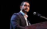 Abdul El-Sayed, a progressive candidate in the Democratic primary for US Senate in Michigan, speaks during a primary election night event August 5, 2026, at the Majestic Theatre in Detroit. (AP Photo/Julia Demaree Nikhinson)
