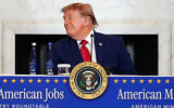 US President Donald Trump speaks during a roundtable on the American mining industry, at the US State Department in Washington on August 7, 2026. (AP Photo/Julia Demaree Nikhinson)