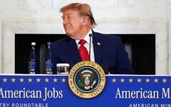 US President Donald Trump speaks during a roundtable on the American mining industry, at the US State Department in Washington on August 7, 2026. (AP Photo/Julia Demaree Nikhinson)