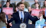 US Vice President JD Vance speaks at CompoTech headquarters, August 24, 2026 in Brewer, Maine. (Anna Moneymaker/Pool Photo via AP)