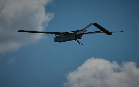 A Ukrainian FP-1 long-range attack drone is launched at an undisclosed location in Ukraine, August 16, 2026. (AP/Efrem Lukatsky)