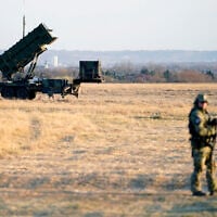 Patriot missles seen at the Rzeszow-Jasionka Airport, in Jasionka, Poland, March 25, 2022. (Evan Vucci/AP)