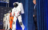 US President Donald Trump arrives at an event to present the Congressional Space Medal of Honor to Artemis II crew members, August 28, 2026, at Johnson Space Center in Houston. (AP Photo/Mark Schiefelbein)