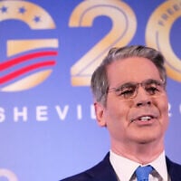 US Treasury Secretary Scott Bessent arrives for the G20 Finance Ministerial in Asheville, North Carolina, August 31, 2026. (AP Photo/Gerald Herbert)