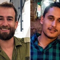 Maj. (res.) Harel Birenstock (left) and Sgt. Maj. (res.) Tamir Vaknin, who were killed in southern Lebanon on August 5, 2026. (Courtesy)