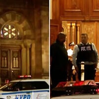 NYPD seen outside Manhattan’s Central Synagogue in the wake of a Friday night attack against worshipers, August 14, 2026. (Screenshots/CBS New York)