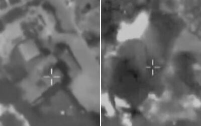 Screen capture from video of an IDF strike on Hezbollah infrastructure in southern Lebanon, August 27, 2026. (IDF) Screen capture from video of an IDF strike on Hezbollah infrastructure in southern Lebanon, August 27, 2026. (IDF)