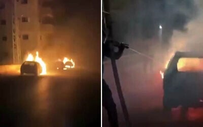 Several vehicles burn after settler extremists allegedly torched them in the area of the villages of Talfit and Jalud, south of Nablus in the northern West Bank, early on August 4, 2026. (Screenshot: X; used in accordance with Clause 27a of the Copyright Law) Several vehicles burn after settler extremists allegedly torched them in the area of the villages of Talfit and Jalud, south of Nablus in the northern West Bank, early on August 4, 2026. (Screenshot: X; used in accordance with Clause 27a of the Copyright Law)
