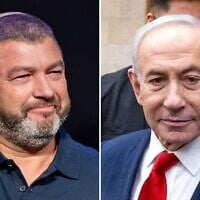 Ofer Winter (left) at the launch of his People of Israel party, in Jerusalem, August 25, 2026; Prime Minister Benjamin Netanyahu arrives to vote at the Likud primary in Jerusalem on August 17, 2026. (Chaim Goldberg/Flash90)
