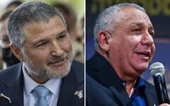 This composite image shows Shin Bet chief David Zini (L) and Yashar party leader Gadi Eisenkot. (Chaim Goldberg/Flash90, Avshalom Sassoni/Flash90)