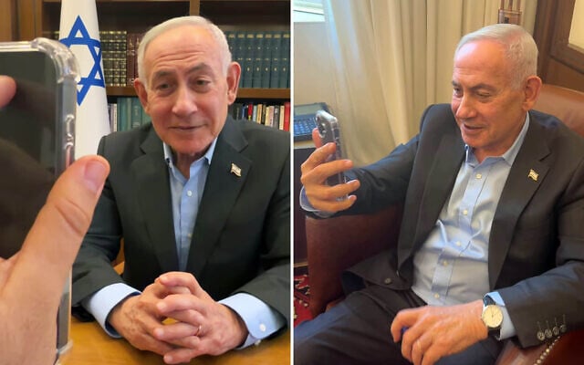 Prime Minister Benjamin Netanyahu speaks on the phone during a campaign video released to social media on August 23, 2026. (Screenshots via Instagram)