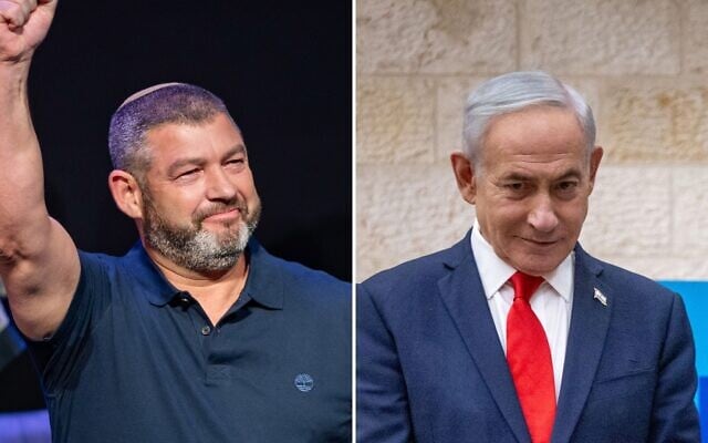 Ofer Winter takes the applause at the launch of his People of Israel party, in Jerusalem, August 25, 2026; Prime Minister Benjamin Netanyahu arrives to vote at the Likud primary in Jerusalem on August 17, 2026. (Chaim Goldberg/Flash90)