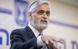Former interior minister Eli Yishai arrives to testify before the Meron Disaster Inquiry Committee, in Jerusalem, on May 17, 2022. (Yonatan Sindel/Flash90)