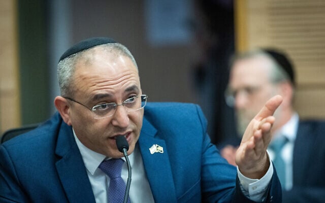 File: MK Eliyahu Revivo speaks during a Finance committee meeting, at the Knesset in Jerusalem, on March 3, 2025. (Chaim Goldberg/Flash90)