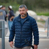 Brig. Gen. (res.) Ofer Winter arrives for the funeral of Asher Hayon, a former chief of staff and adviser to Prime Minister Benjamin Netanyahu, at a cemetery in Modiin, February 17, 2026. (Tal Gal/Flash90)