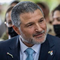 Shin Bet chief David Zini is seen at Mount Herzl Military Cemetery in Jerusalem during Memorial Day, April 21, 2026. (Chaim Goldberg/Flash90)