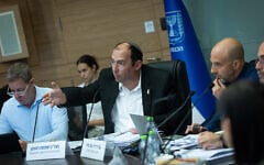 MK Simcha Rothman leads a hearing of the Knesset Constitution, Law and Justice Committee, May 11, 2026. (Yonatan Sindel/Flash90)