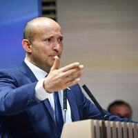 Together party chairman and former prime minister Naftali Bennett attends the Herzliya conference at the Reichman University in Herzliya, July 1, 2026. (Avshalom Sassoni/Flash90)