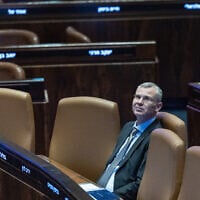 Justice Minister Yariv Levin attends a plenum session at the assembly hall of the Knesset in Jerusalem, July 8, 2026. (Yonatan Sindel/Flash90)
