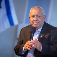 Head of the Yashar party Gadi Eisenkott attends the Sagi laws for equality conference at the Peres center in Tel Aviv. July 12, 2026. (Miriam Alster/FLASH90)