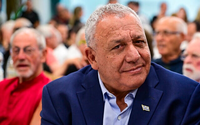 Head of the Yashar party Gadi Eisenkott, Members and supporters attend an agriculture-focused election campaign conference of the Yashar party ahead of the upcoming Israeli general elections, at the Drom HaSharon Regional Council building in central Israel, July 27, 2026. (Avshalom Sassoni/Flash90)