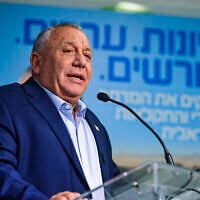 Head of the Yashar party Gadi Eisenkot at an agriculture-focused election campaign conference of the Yashar party at the Drom HaSharon Regional Council building in central Israel, July 27, 2026. (Avshalom Sassoni/Flash90)