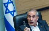 Knesset Finance Committee chair MK Hanoch Milwidsky leads a committee hearing, August 4, 2026. (Chaim Goldberg/Flash90)