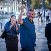 Former IDF general Ofer Winter seen near a demonstration against Haredi enlistment in the IDF in Jerusalem on August 4, 2026. (Chaim Goldberg/Flash90)