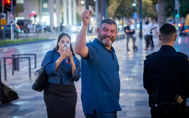 Former IDF general Ofer Winter seen near a demonstration against Haredi enlistment in the IDF in Jerusalem on August 4, 2026. (Chaim Goldberg/Flash90)