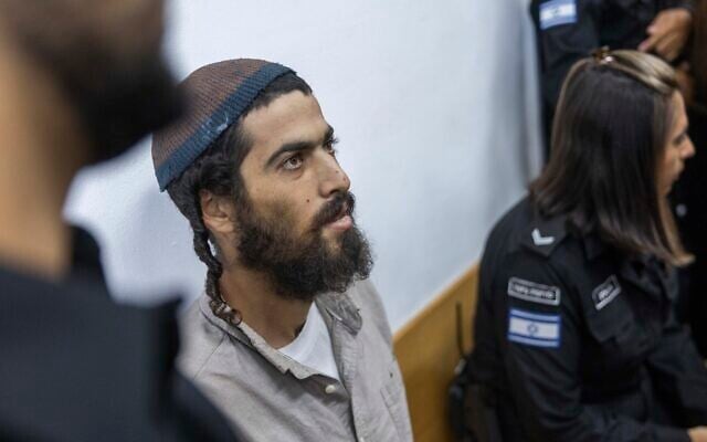 Administrative detainee Tal Yinon Dardik arrives at the Jerusalem District Court for a hearing on IDF Central Command chief Maj. Gen. Avi Bluth’s appeal against a decision to release him from administrative detention, August 6, 2026. (Chaim Goldberg/Flash90)