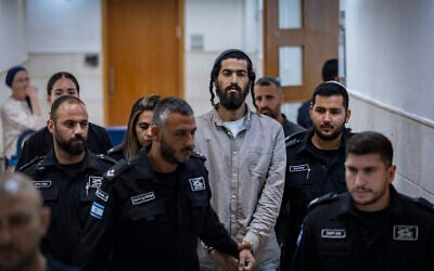 Administrative detainee Tal Yinon Dardik, who is on a hunger strike in prison, arrives at the Jerusalem District Court for a hearing on Central Command chief Maj. Gen. Avi Bluth’s appeal against a decision to release him from administrative detention, August 6, 2026. (Chaim Goldberg/Flash90) Administrative detainee Tal Yinon Dardik, who is on a hunger strike in prison, arrives at the Jerusalem District Court for a hearing on Central Command chief Maj. Gen. Avi Bluth’s appeal against a decision to release him from administrative detention, August 6, 2026. (Chaim Goldberg/Flash90)