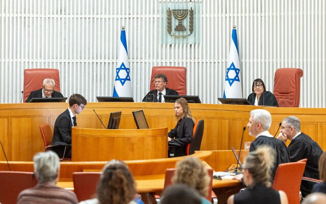 The High Court of Justice hears petitions concerning the placement of polling stations in nursing homes and assisted living facilities for the 26th Knesset elections, in Jerusalem. August 11, 2026. (Chaim Goldberg/FLASH90)