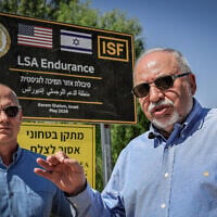 Yisrael Beytenu chair Avigdor Liberman tours a US- and Israeli-run facility located near the Kerem Shalom crossing in southern Israel, which is expected to monitor the implementation of the ceasefire agreement in Gaza. (Tsafrir Abayov/ Flash90)