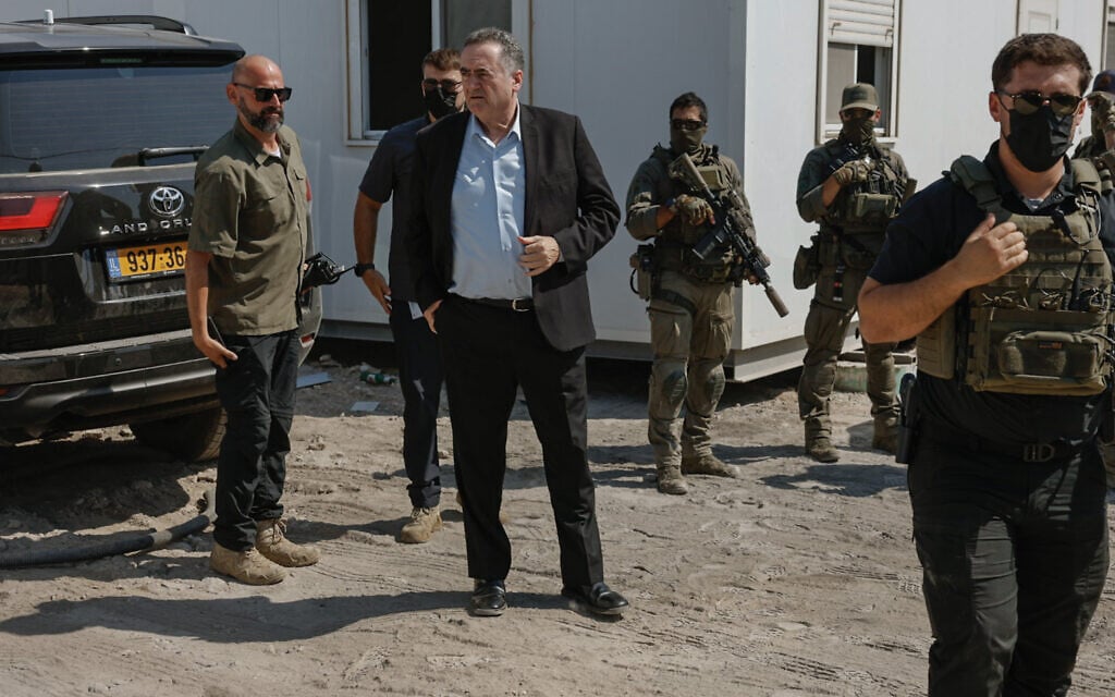Defense Minister Israel Katz attends a ceremony marking the return to the former settlement of Ganim in the northern West Bank, which was evacuated in 2005 as part of Israel’s Disengagement Plan, August 13, 2026. (Hilel Ben Or/Flash90)